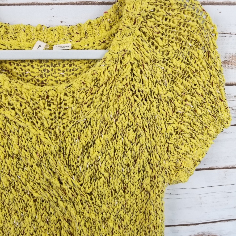 [Anthro]Moth yellow open knit short sleeve sweater - Picture 4 of 8